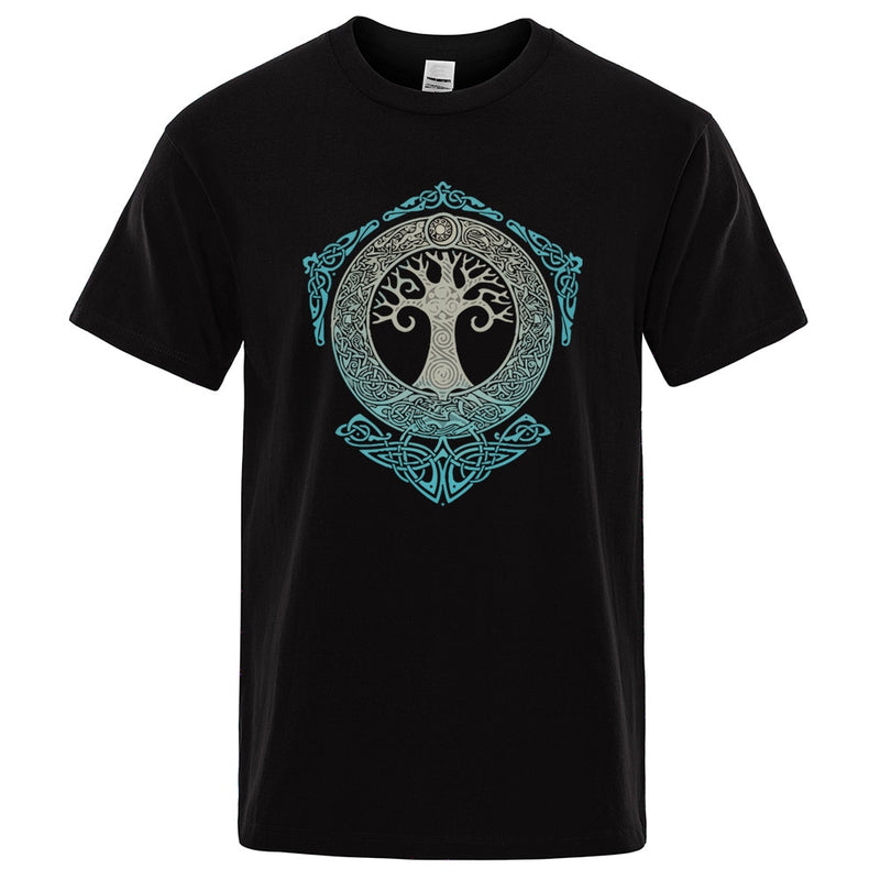 Yggdrasil T-Shirt Weltbaum Männer Tops Modemuster T-Shirt 2022 Sommer Marke T-Shirt Odin Aesir Nordische Mythologie Herren T-Shirt