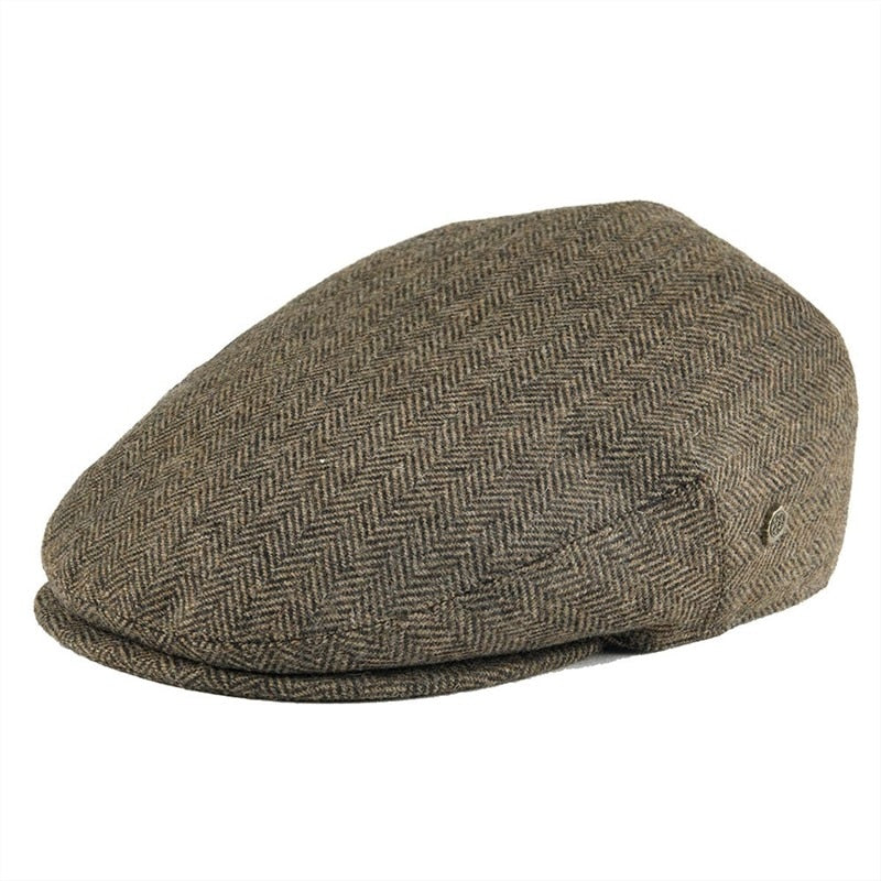 VOBOOM Ivy Cap Herringbone Flat Caps 50% Wool Tweed Scally Cabbie Hat NewsboyCap Bunnet Paddy Dai Cheese-cutter Driving Hats