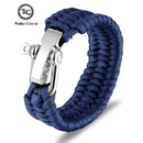 Pulsera de acero inoxidable para acampar al aire libre, pulsera de cuerda de paracaídas para hombre, pulsera de supervivencia para hombre, joyería trenzada hecha a mano