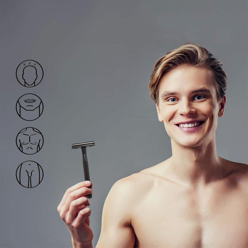 HAWARD Double Edge Safety Razor For Men&Women Classic Manual Metal Shaving Razor With 20 Shaving Blades Reusable&Plastic Free