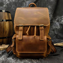 Vintage Crazy Horse Leather Men Backpack Unisex Cow Leather 14" Laptop Rucksack Women Thick Real Leather School Bag Casual Bag