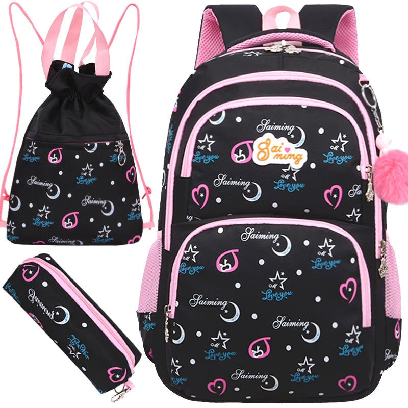 Kinder Schultaschen Mädchen Orthopädischer Rucksack Kinder Prinzessin Rucksäcke Set Schultaschen Grundschulrucksack Kinder Mochilas