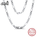 Effie Queen Italia Real 925 plata diamante corte Figaro cadena collar 5mm ancho 40-60cm largo mujer hombre cuello cadena joyería regalo SC34