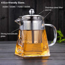 BORREY Heat Resistant Glass Teapot With Stainless Steel Tea Infuser Filter Flower Tea Kettle Kung Fu Tea Set  Puer Oolong Teapot