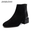 JIANBUDAN Autumn winter suede casual Chelsea boots Women's fashion New Ankle boots Winter plush warm women's boots Size 34-40