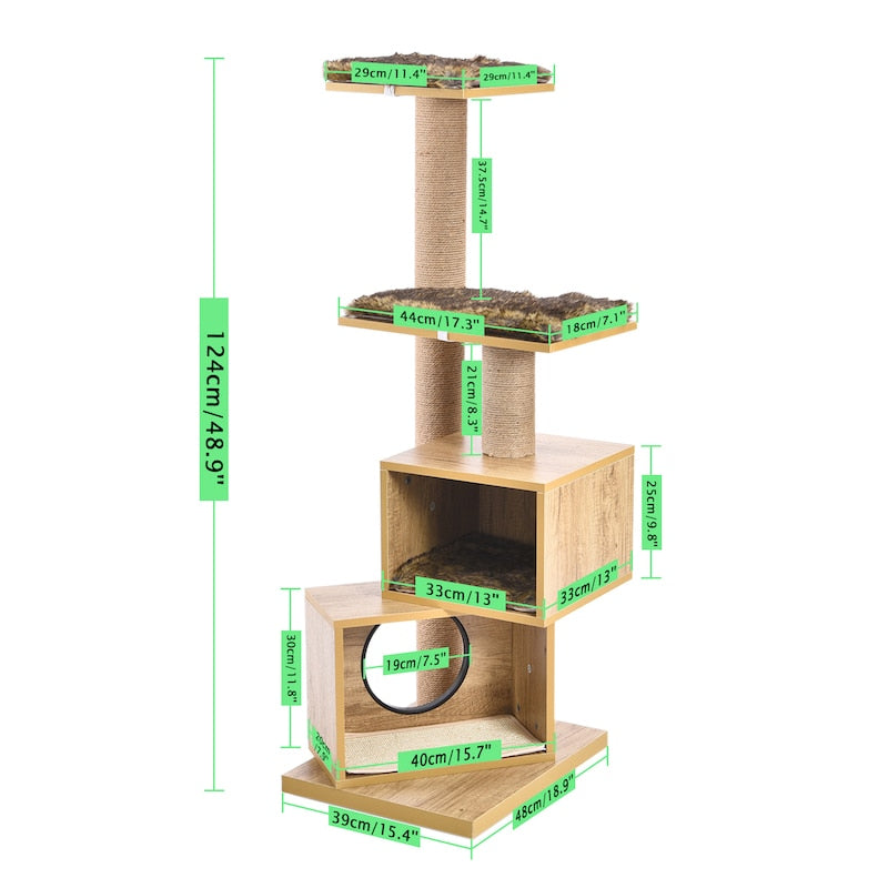 Árbol de gato de lujo, marco de escalada grande, poste de rascado multicapa, árbol de gato de Sisal resistente con bola colgante, patio de juegos Kittern