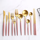 Pink Gold Western Tableware Steak Knife Fork Coffee Spoon Teaspoon Steel Cutlery Set Stainless Steel Home Dinner Dinnerware Set