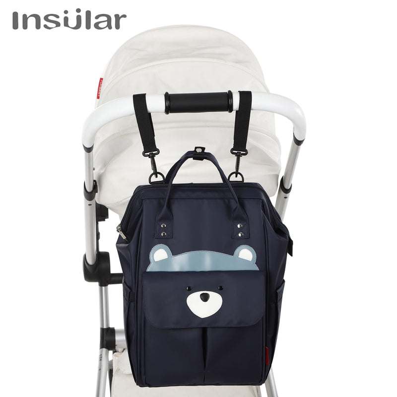 Insular New Cartoon Design Diaper Bag Backpack Waterproof Mommy Bag For baby care  Large Capacity Baby Travel Stroller Bag