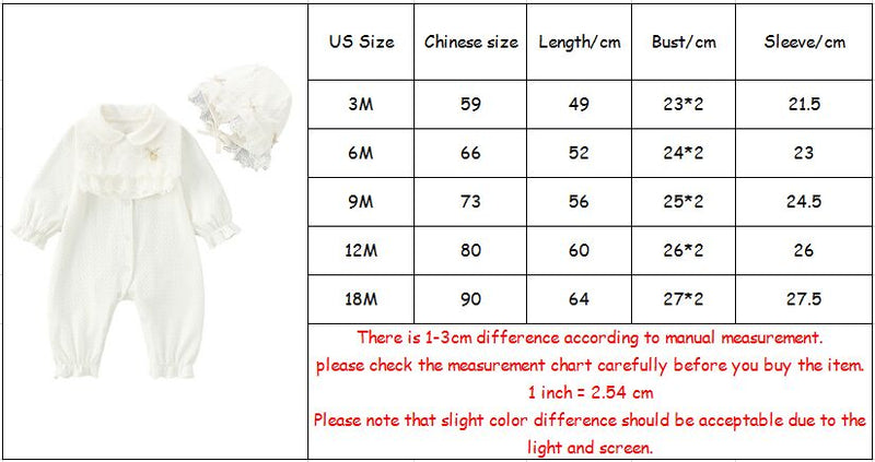 Newborn Baby Girls Rompers Jumpsuit England Style Peter Pan Collar Lace Cute Fashion Baby Clothes Outfit 0-24M