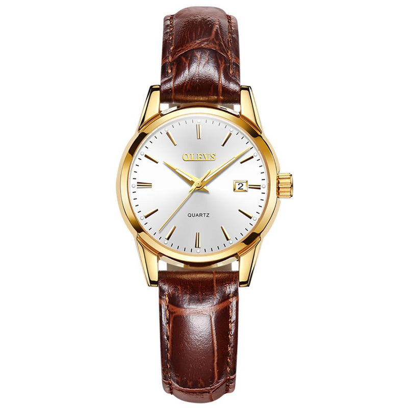 OLEVS Top Brand Quartz Ladies Watches Waterproof Leather Strap Fashion Women Watch Date Clock