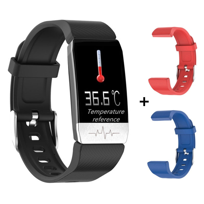 T1S Smart Watch Band mit Temperaturmessung EKG Herzfrequenz Blutdruckmessgerät Wettervorhersage Trinkerinnerung Smartwatch