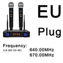 Lomeho 2 Handheld Mic UHF Frequencies Dynamic Capsule 2 Channels Wireless Microphone for Karaoke System LO-U02
