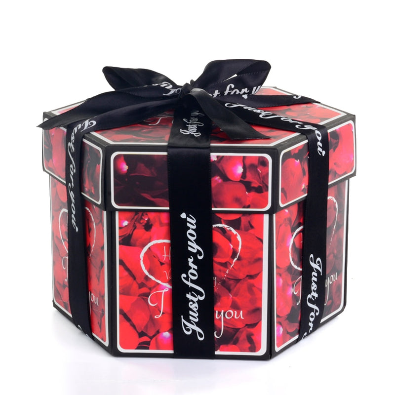 Hexagon Surprise Explosion Box DIY Handmade Scrapbook Fotoalbum Hochzeitsgeschenkbox für Valentinstag Weihnachtsgeschenkboxen