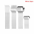 Black Tableware Forks Knives Spoons Cutlery Dinner Set Stainless Steel Cutlery Set Kitchen Flatware Set 16Pcs Luxury Dinnerware