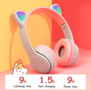 Auriculares inalámbricos Oreja de Gato con micrófono Blue-tooth Glow Light Stereo Bass Cascos Niños Gamer Girl Regalos PC Phone Gaming Headset