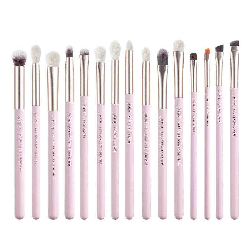 Jessup Makeup Brushes Set 15pcs Eye Brushes set Natural-synthetic Eyeshadow Eyeliner Eyebrow Blending Pearl White T217