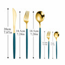 Western Cutlery Set 30 Piece Tableware Set Stainless Steel Dinnerware Black Spoon Fork Knife Dinner Set Complete Home Flatware