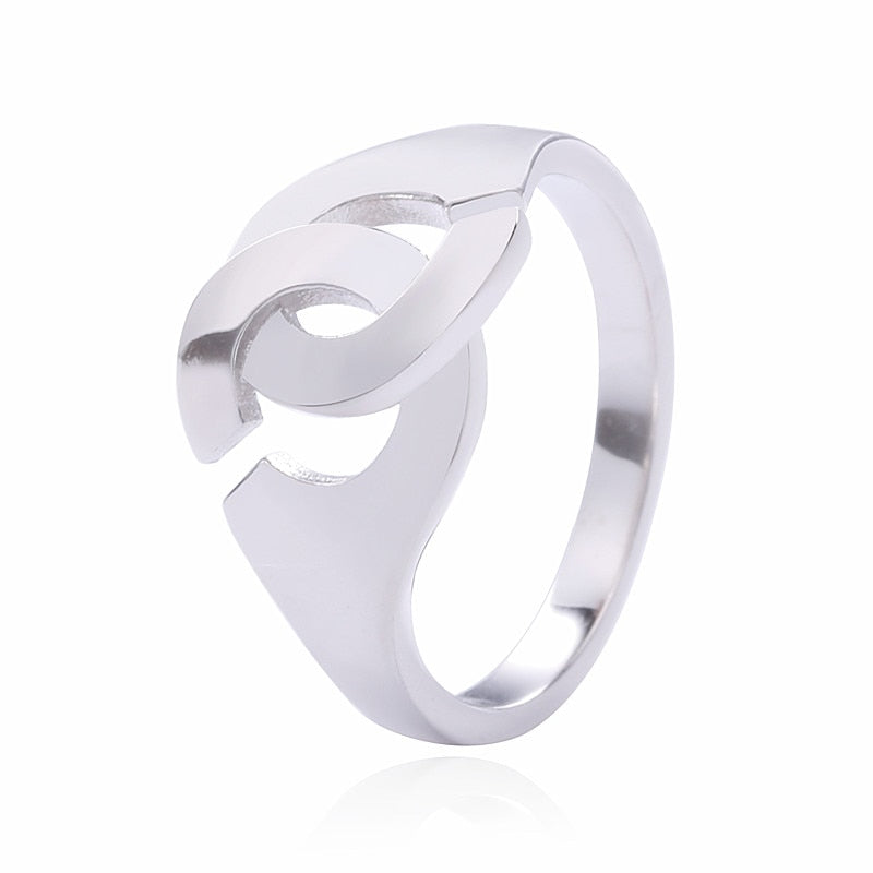 Moonmory 925 Sterling Silver Handcuff Ring For Women and Man French Popular Handcuff Shape Ring Sterling Silver Jewelry Making