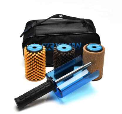 XCMAN Ski Roto Brush Kit Roto Brush Controller Handle  with all 3 Brushes: Nylon, Horsehair, Brass/Cork