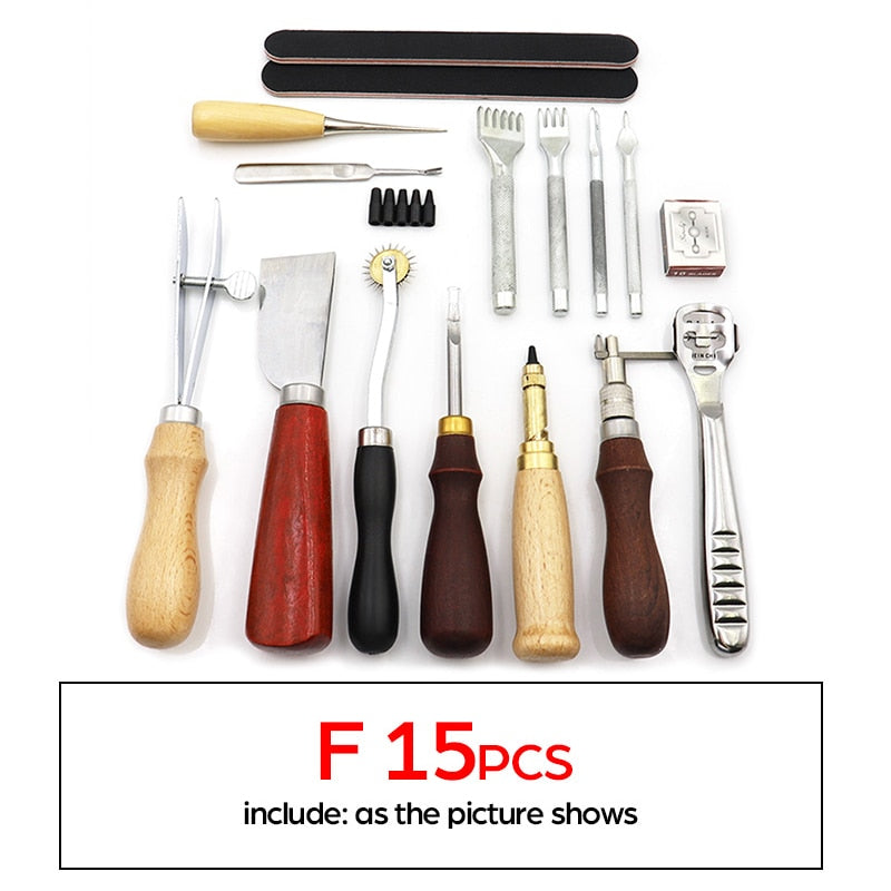 DIY Professional Leather Craft Tools Kit Handnähen Stitching Punch Carving Work Saddle Groover Set Zubehör DIY Tool Box