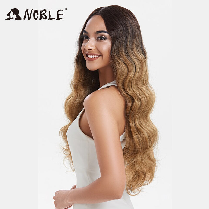 NOBLE Cosplay Long Wavy Wigs for Black Women Synthetic Blonde Wigs 30 Inch Heat Resistant African American Synthetic Lace Wig