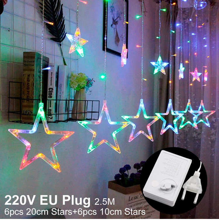 Eid Mubarak Star Moon Led Vorhang Garland String Lights Ramadan Dekoration Islam Muslim Party Decor Eid Al Adha Geschenke Eid Lights