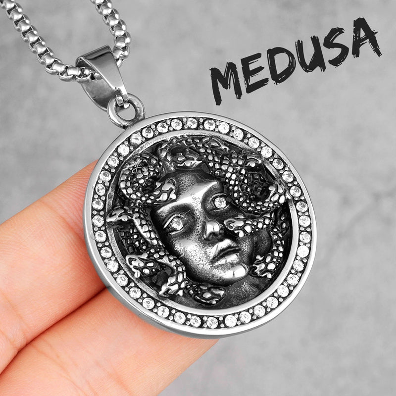 Mythology Snake Hair Medusa Banshee Stainless Steel Men Necklaces Pendants Chain for Boy Male Jewelry Creativity Gift Wholesale