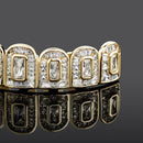 TOPGRILLZ 2021 nuevo conjunto de Baguette dientes Grillz completo Iced Micro Pave Cubic Zirconia 14K oro blanco joyería de Hip Hop para hombres y mujeres