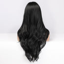 EASIHAIR Long Black Synthetic Wigs for Women Middle Part Wigs Natural Hair Wavy Wig Cosplay Heat Resistant Black Hair Wig