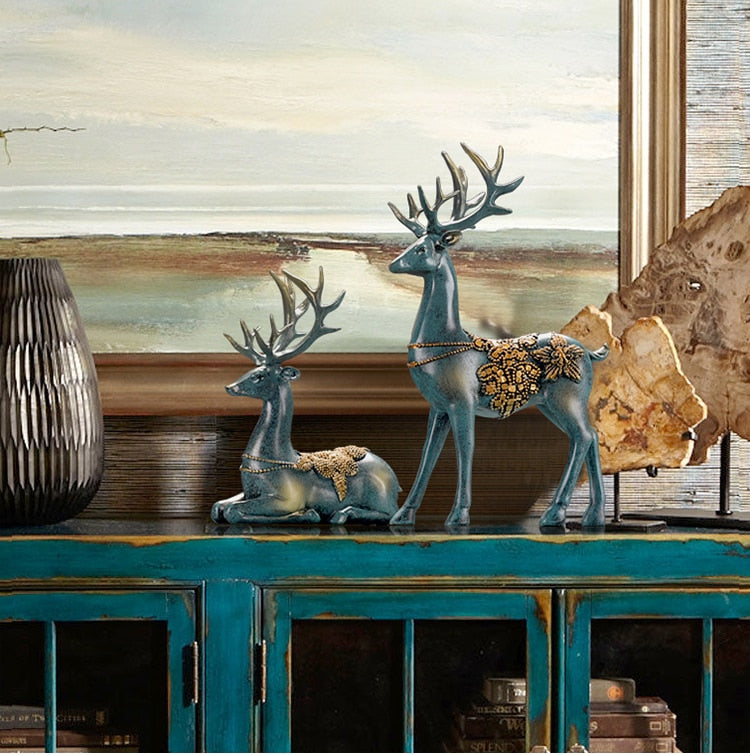 Decoración nórdica para el hogar, estatua de resina con cabeza de ciervo, figurita para decoración del hogar, accesorios de estatuas, escultura moderna, arte decorativo beelden