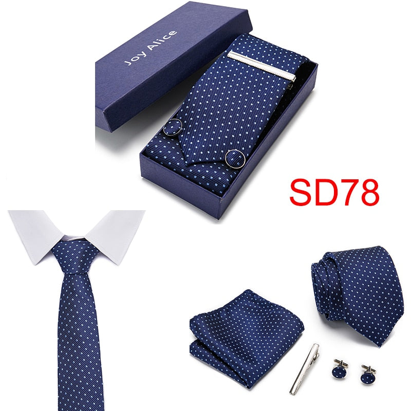 Gift Box 38 styles Tie Set Hanky Cufflinks With Gift Box Jacquard Woven Neckties Set For Men Wedding Party Lots of  accessories