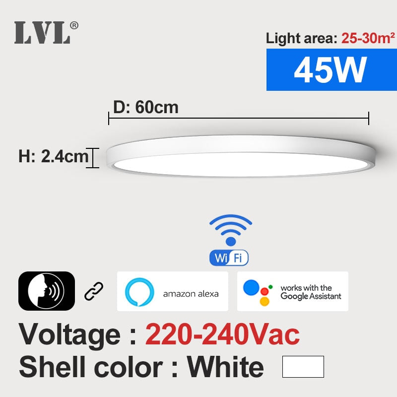 Modern LED Smart Ceiling Light 36W 45W WiFi Tuya App Google Home Alexa Echo AI Voice Control Surface Mounting Ceiling Lamp