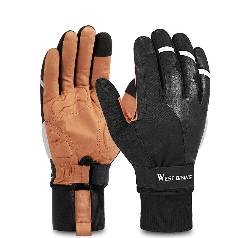 WEST BIKING Fahrrad-Touchscreen-Handschuhe Winter-Thermo-Winddichte warme Vollfinger-Handschuhe für Radfahren Männer wasserdichte Fahrradhandschuhe