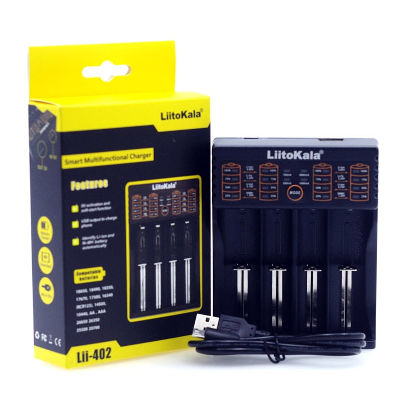 Liitokala Lii402 Lii202 Lii100 LiiS1 18650 Charger 1.2V 3.7V 3.2V AA/AAA 26650 NiMH li-ion battery Smart Charger 5V 2A EU Plug