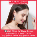 BeaQueen, lujosa gota de agua azul real, cristal CZ, joyería de boda para mujer, pendientes largos de novia con Zirconia cúbica transparente E081