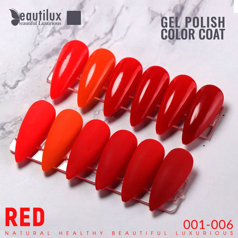 Beautilux Red Color Gel Polish Kit Soak Off UV LED Wine Burgundy Red Cherry Color Nail Gel Polish Set Nails Gels Lacquer 10ml