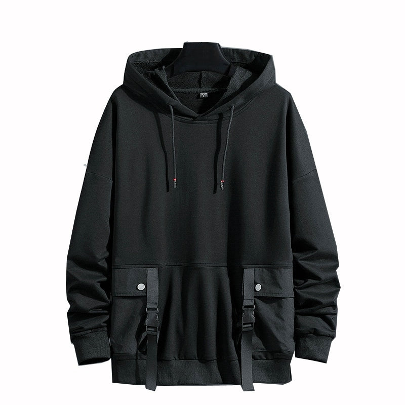 Pullover Hoodies Men/Women Casual Hooded Black Ribbons 2022 Autumn Streetwear Sweatshirts Hip Hop Harajuku Male Tops