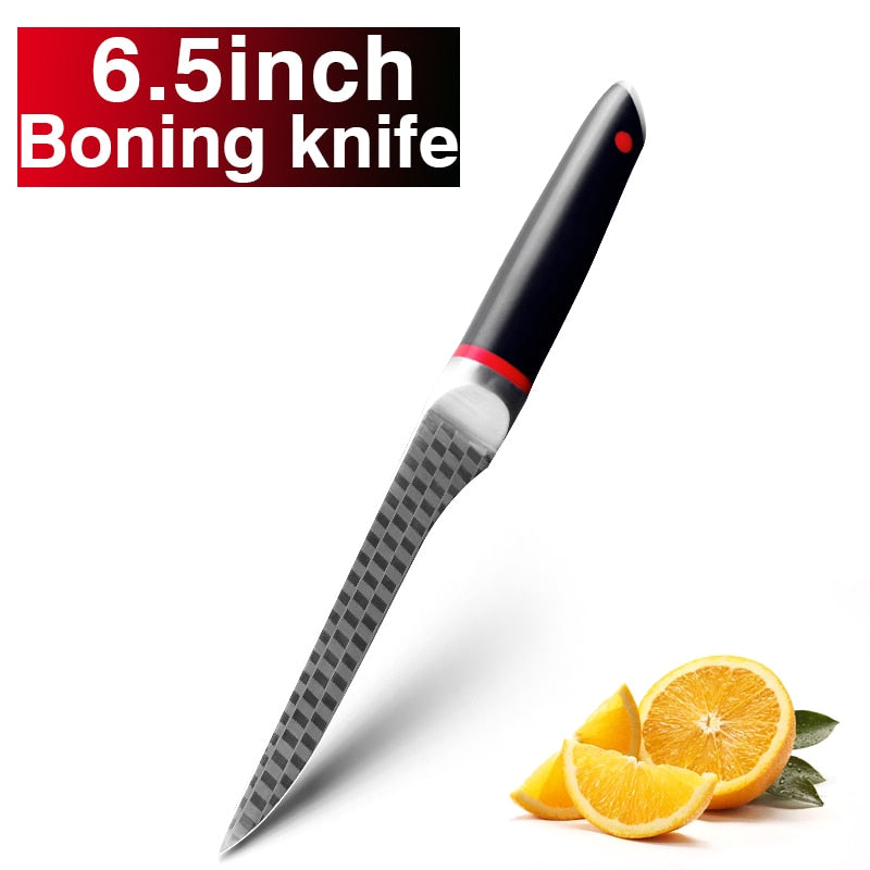 Kitchen Knives 1-9pcs Chef Knives 7CR17 440C High Carbon Stainless Steel Damascus Drawing Gyuto Cleaver Set Slicer Santoku Knife