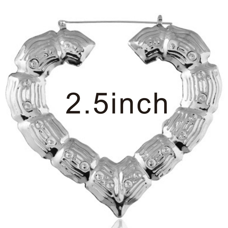 Customizable Customize name heart Bamboo Hoop Earrings For Women Jewelry  Statement custom plate Earrings Accessories Hot Sale