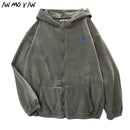 Winter Frauen Hoodie Tops Herbst Koreanische Mode Tier Stickerei Drucken Lose Plüsch Reißverschluss Sweatshirt