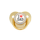 9 Farben Schnuller Babyparty Geschenk Bling Baby Dummy Silikon BPA frei Säuglingsnippel Neugeborene Schnuller für Babys Ich liebe Mama Papa