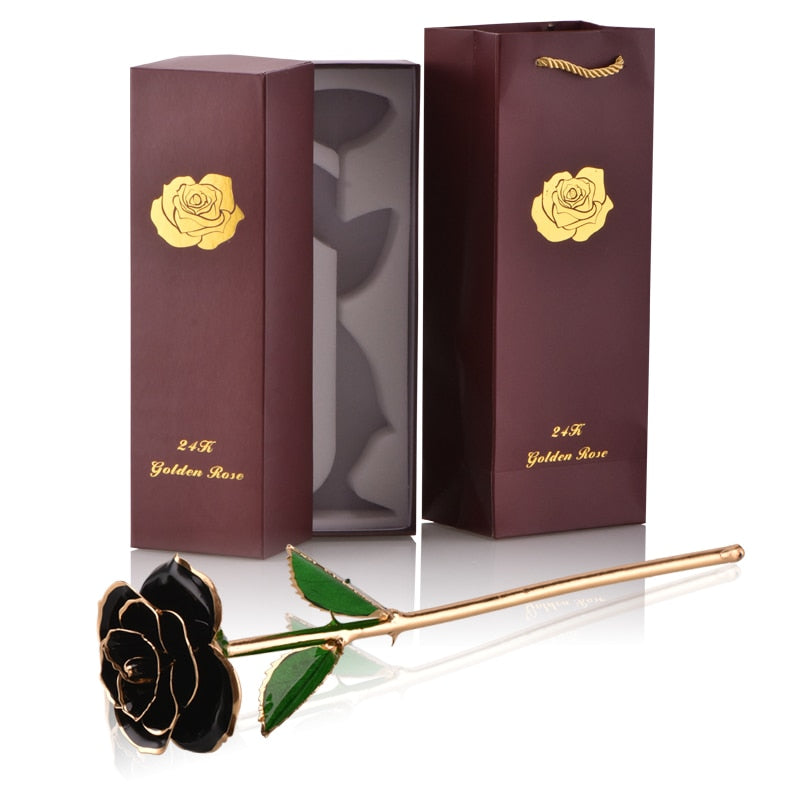 Gifts for Women 24k Gold Dipped Rose with Stand Eternal Flowers Forever Love In Box Girlfriend Wedding Christmas Gifts for Her