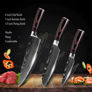 Stainless Steel Chef Knife Set with Knife Cover Case Sheath 8 Pcs  Cleaver Slicing Damascus Veins  Survive  Kitchen Knives Set