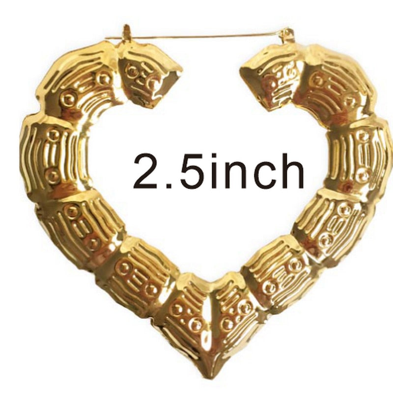 Customizable Customize name heart Bamboo Hoop Earrings For Women Jewelry  Statement custom plate Earrings Accessories Hot Sale