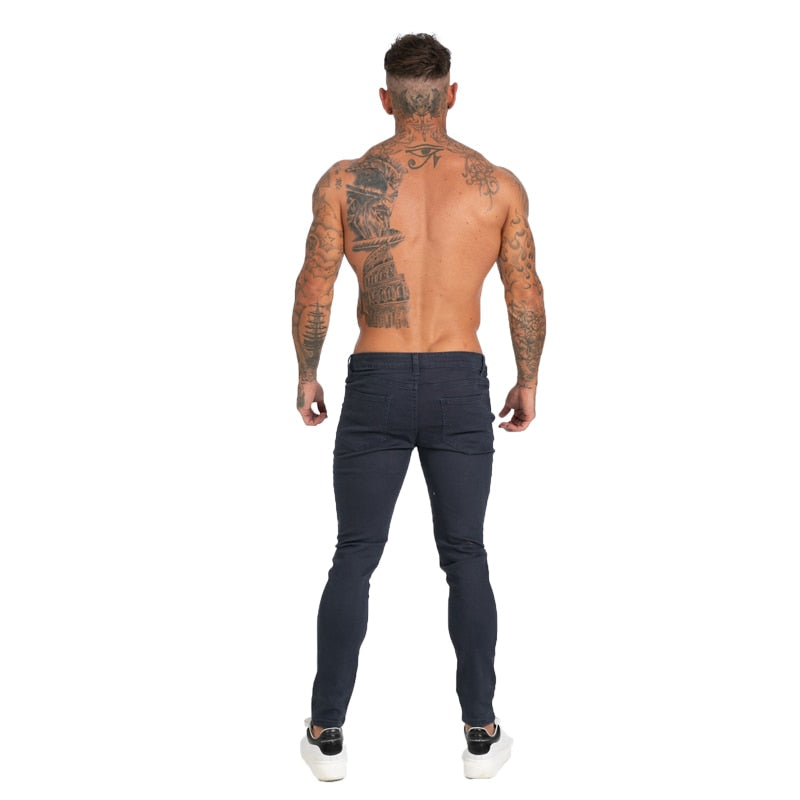 GINGTTO Herren Jeans Denim Stretchhose Super Skinny Fit Herren Jeans Elastische Taille Bestting für athletischen Körper Hip Hop zm172