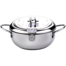 LMETJMA Japanese Deep Frying Pot with a Thermometer and a Lid 304 Stainless Steel Kitchen Tempura Fryer Pan 20 24 cm KC0405