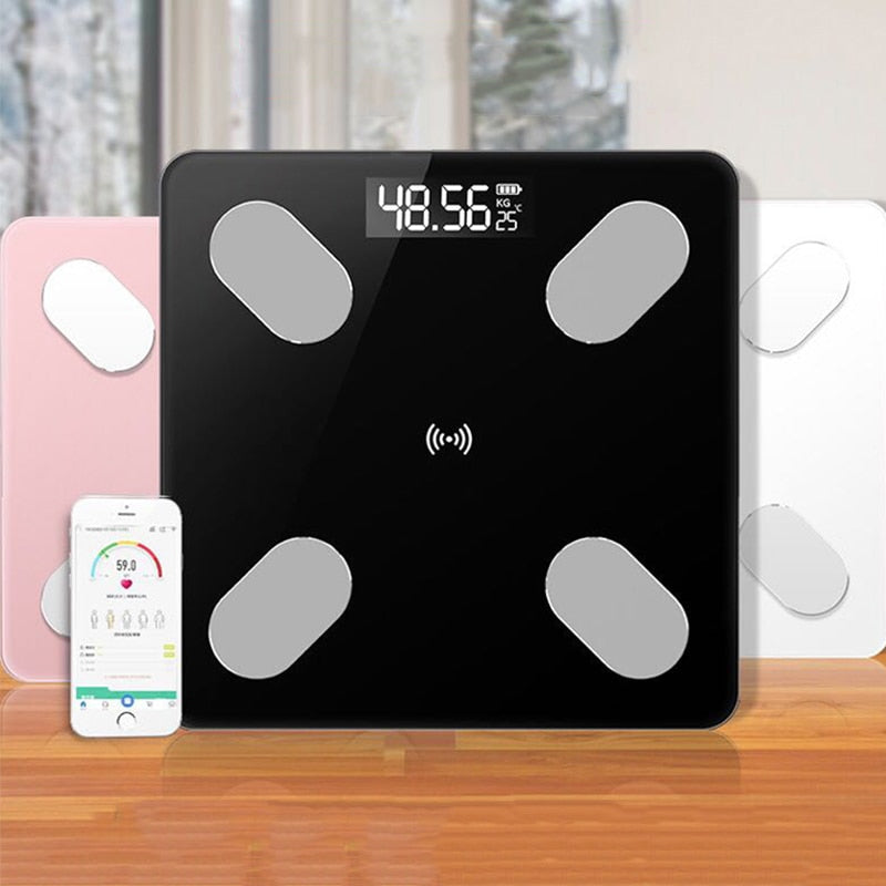 Bathroom Scales Body Fat Scale LED Digital Floor Weight Scale Smart BMI Scales Balance Wireless Bluetooth APP Android IOS