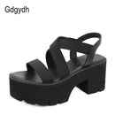 Gdgydh 2022 Summer Women Gladiator Sandals Thick Platform High Heels Comfortable Female Shoes Elastic Band Black Shoes Drop Ship