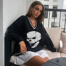 Weekeep Y2k Chic Print Streetwear Oversized Sweater Women's Casual Autumn Winter Knitted Jumper Fashion Loose Knitwear Pullovers