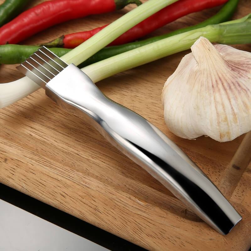 Zwiebel-Knoblauch-Gemüse-Schneider-Messer Zwiebel-Knoblauch-Tomaten-Gerät Shredder Slicer Küchenzubehör Kochwerkzeuge